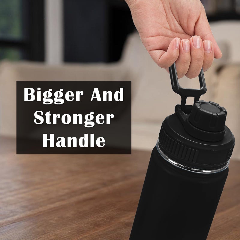 XccMe Spout Lid for Hydro Flask Wide Mouth Sport Water Bottles 2 Pack Replacement Lids for Most 12 14 16 18 20 22 32 40 64oz Wide Mouth Water Bottles with Handle Easy to Carry (Black2) - Image 5